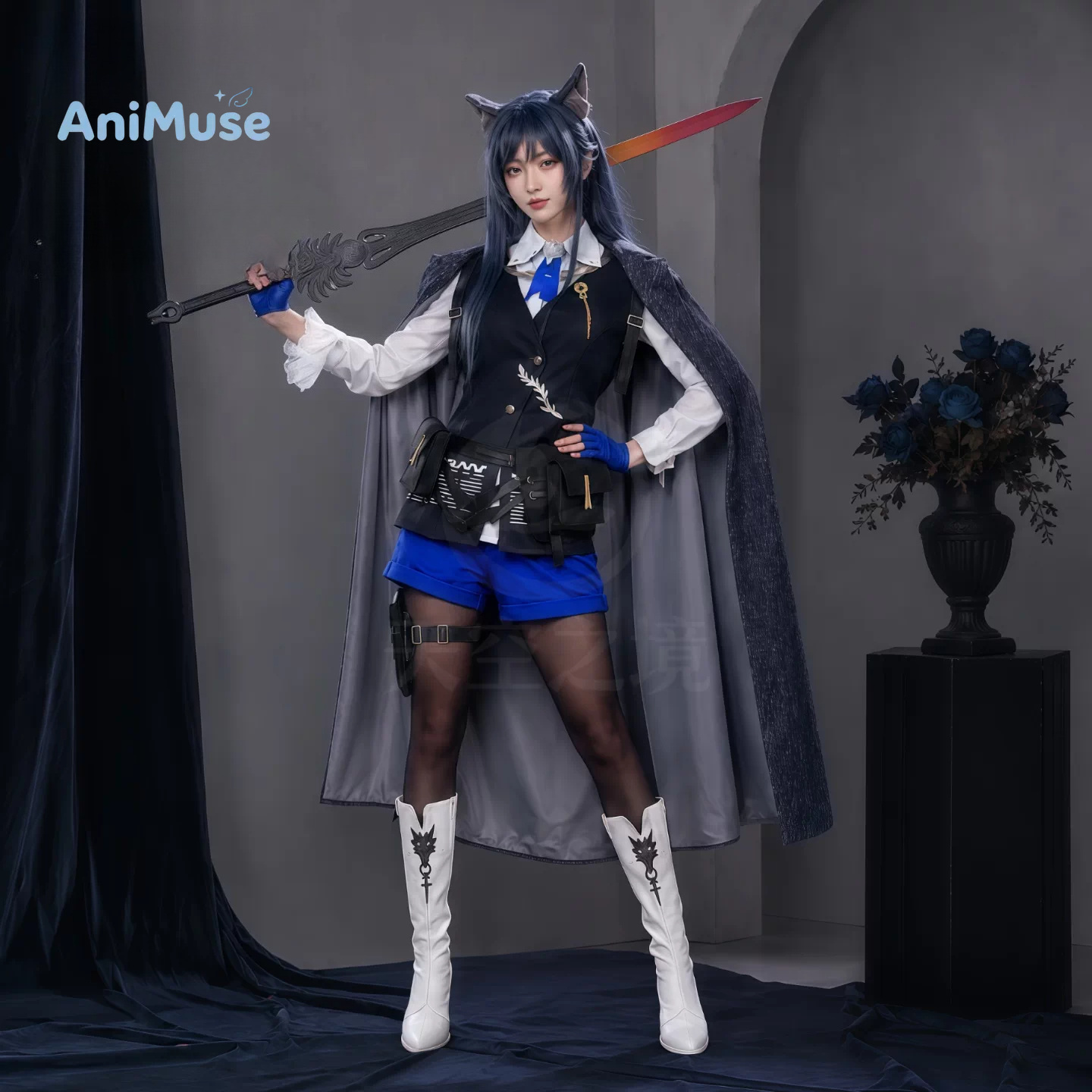 Cosplay Anime Black - Arknights Texas the Omertosa Cosplay Kostümü