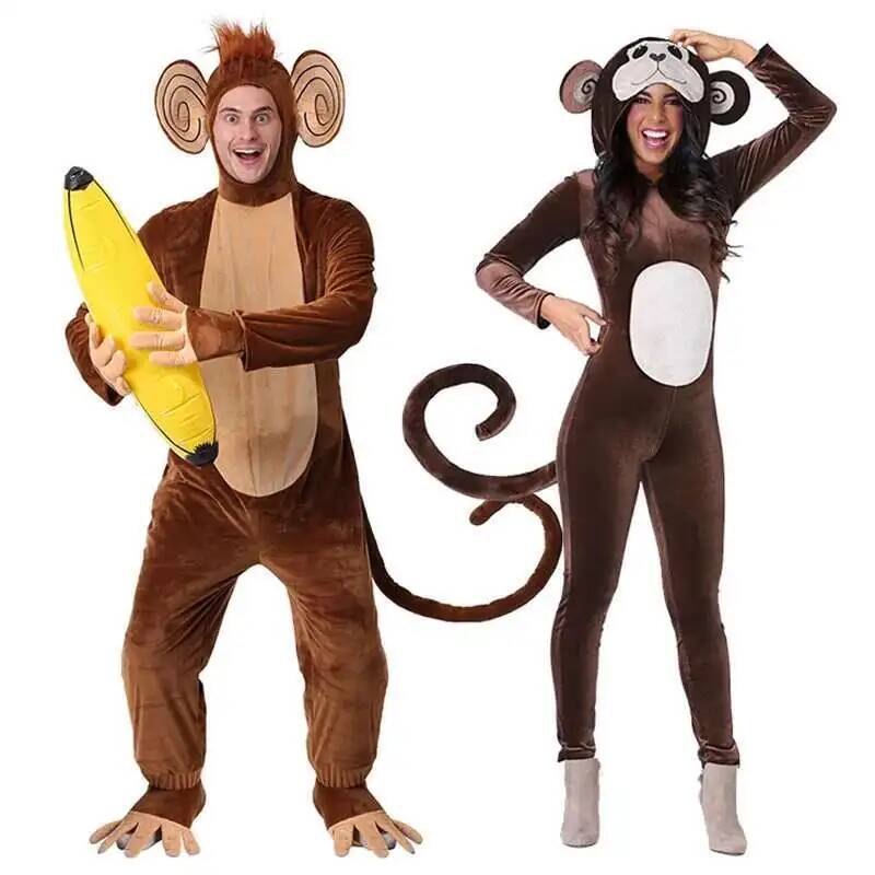 Anime Cosplay Jumpsuit - Yeni Kahverengi Maymun Onesie Pijama Hayvan