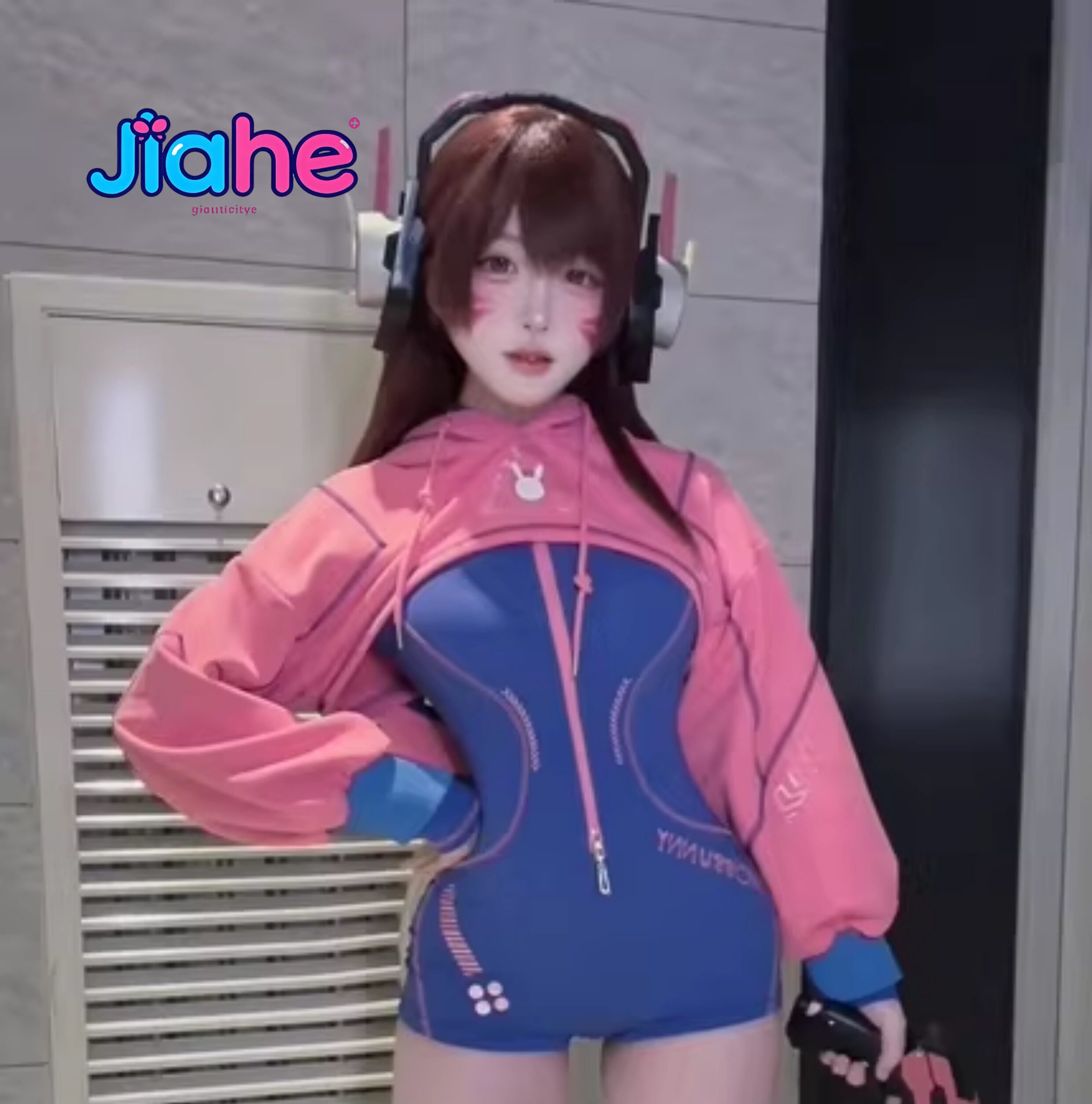 Anime Cosplay Jumpsuit - Stokta D.Va Overwatch Cosplay Kostümü Kadın