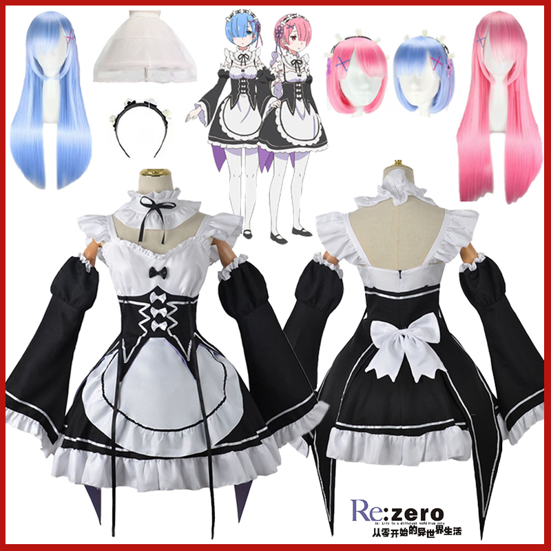 Anime Ram Rem Lolita Meid Cosp - Re Zero Rem Wig incelemesi ve fiyatı