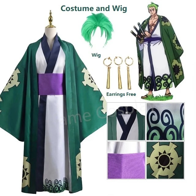 Yeşil Roronoa Zoro Kimono Cosp - Anime Cosplay One Piece incelemesi ve fiyatı
